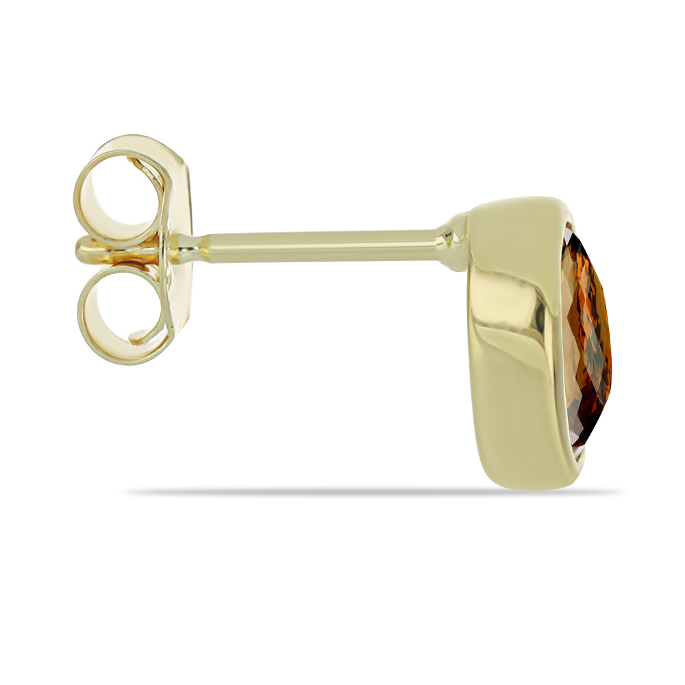 Goldplattierte Silberohrringe mit Cognac-Quarz