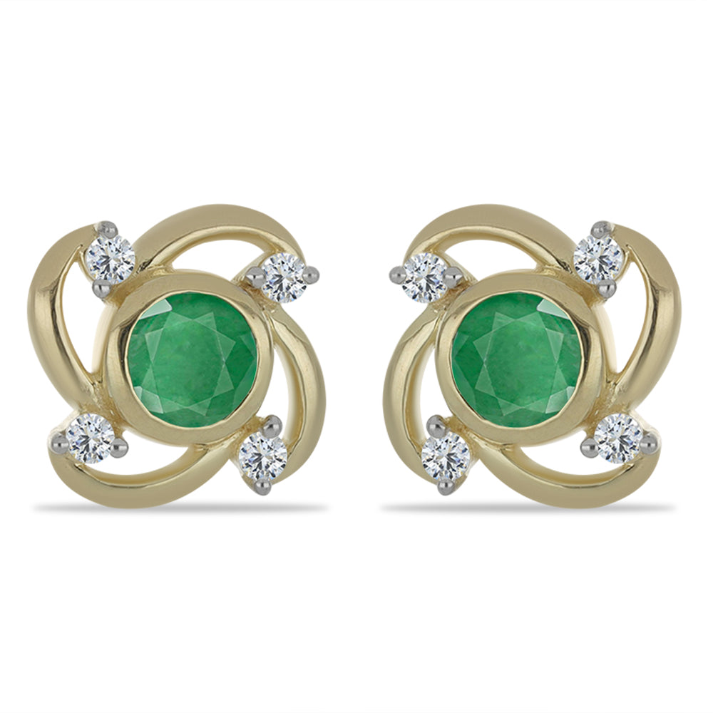 Goldplattierte Silberohrringe mit brasilianischem Smaragd und weißem Topas 1 