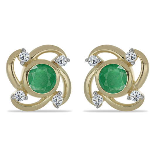 Goldplattierte Silberohrringe mit brasilianischem Smaragd und weißem Topas