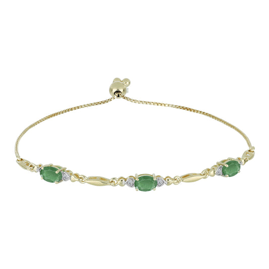 Goldplattiertes Silberarmband mit brasilianischem Smaragd und weißem Topas