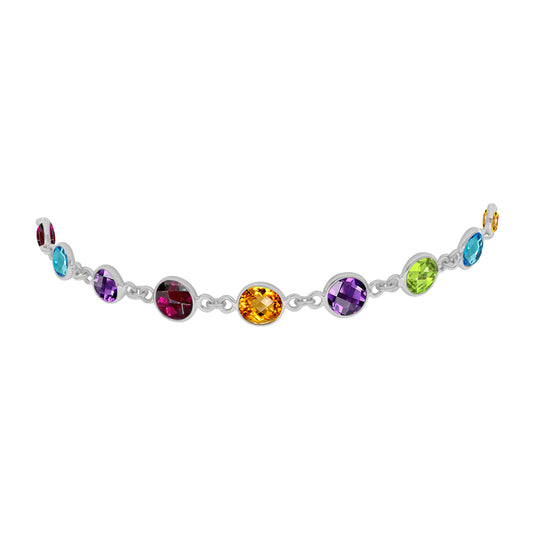 Silberarmband mit marokkanischem Amethyst und Peridot aus Changbai