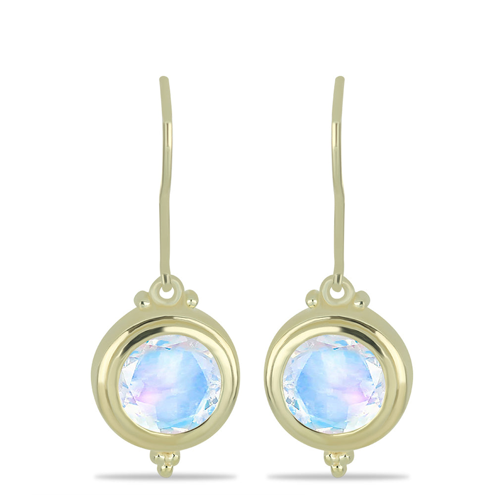 Goldplattierte Silberohrringe mit Regenbogenmondstein 1 