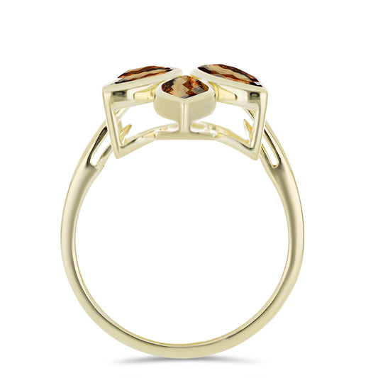 Goldplattierter Silberring mit Cognac-Quarz
