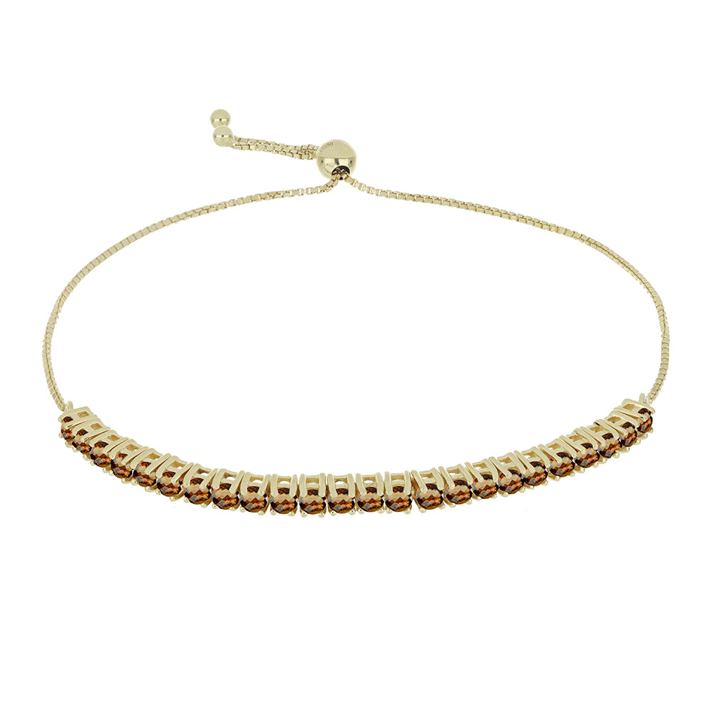 Goldplattiertes Silberarmband mit Cognac-Quarz 1 