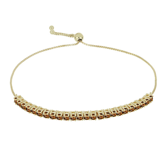 Goldplattiertes Silberarmband mit Cognac-Quarz