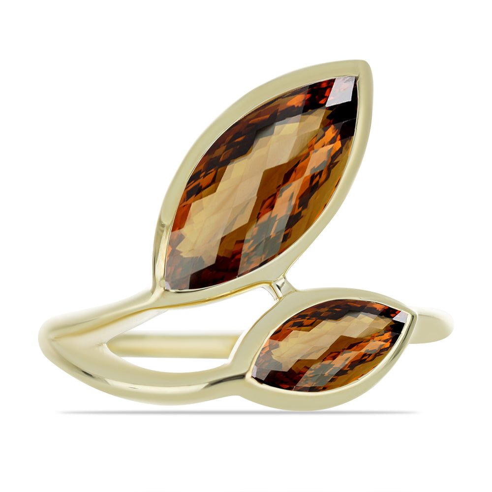 Goldplattierter Silberring mit Cognac-Quarz 1 