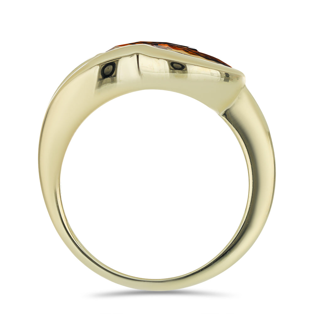 Goldplattierter Silberring mit Cognac-Quarz 2 