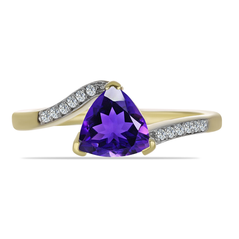 Goldplattierter Silberring mit marokkanischem Amethyst und weißem Topas
