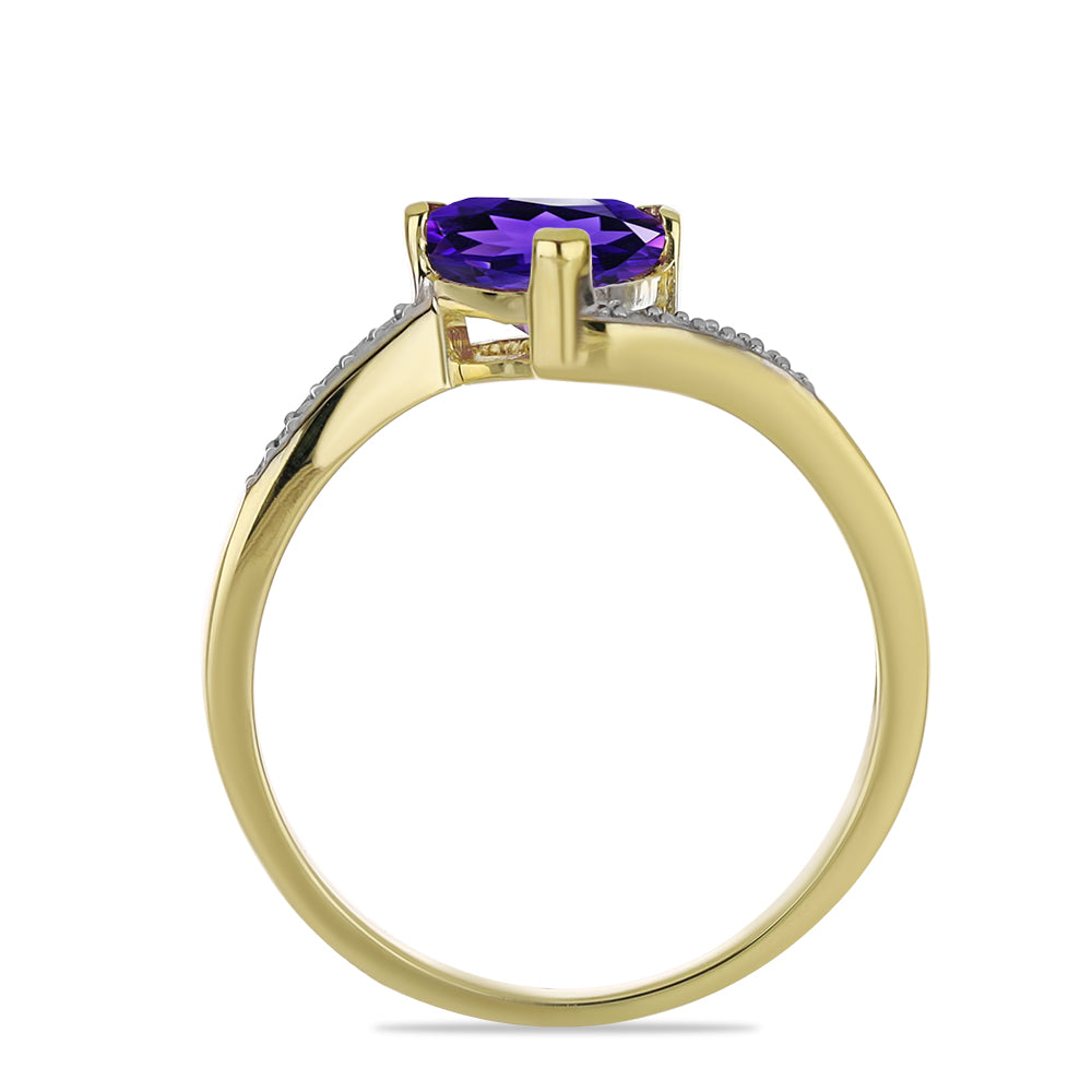 Goldplattierter Silberring mit marokkanischem Amethyst und weißem Topas 2 