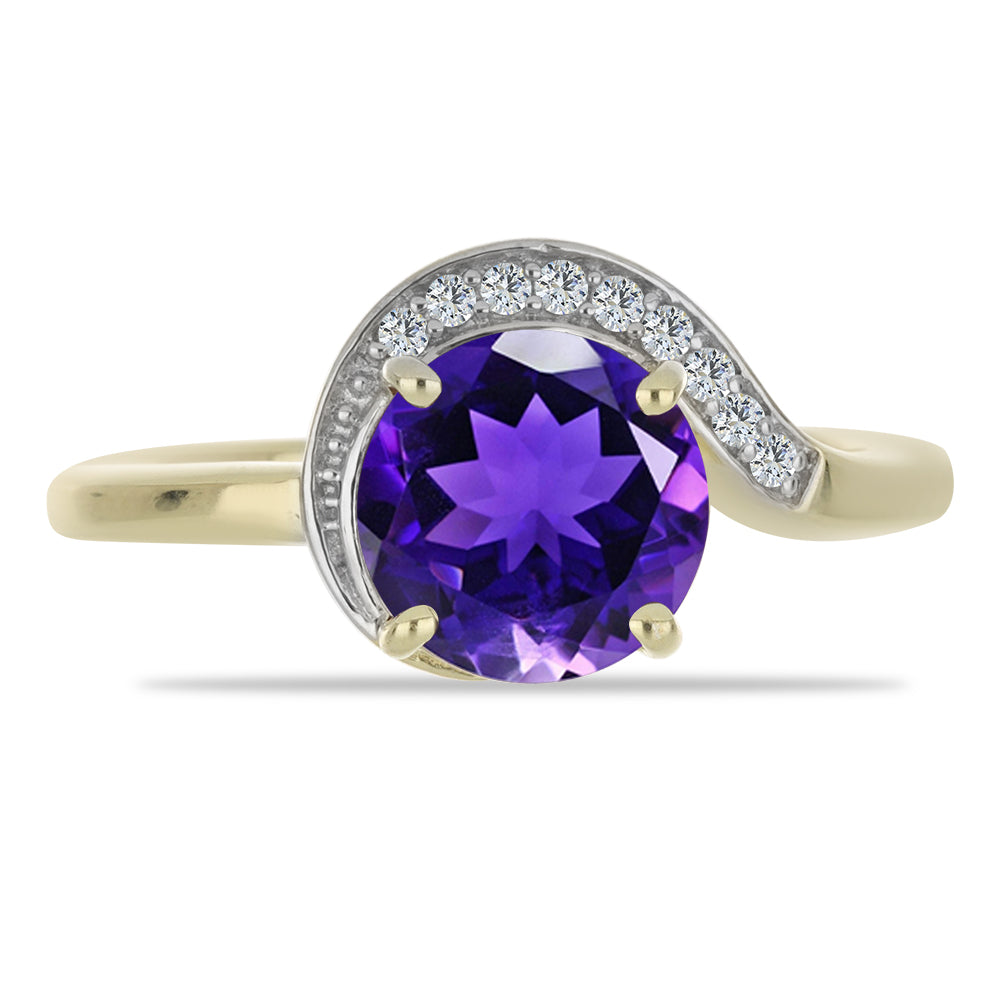 Goldplattierter Silberring mit marokkanischem Amethyst und weißem Topas