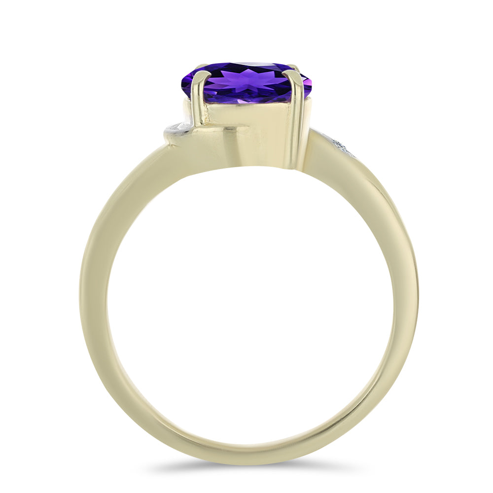 Goldplattierter Silberring mit marokkanischem Amethyst und weißem Topas 2 