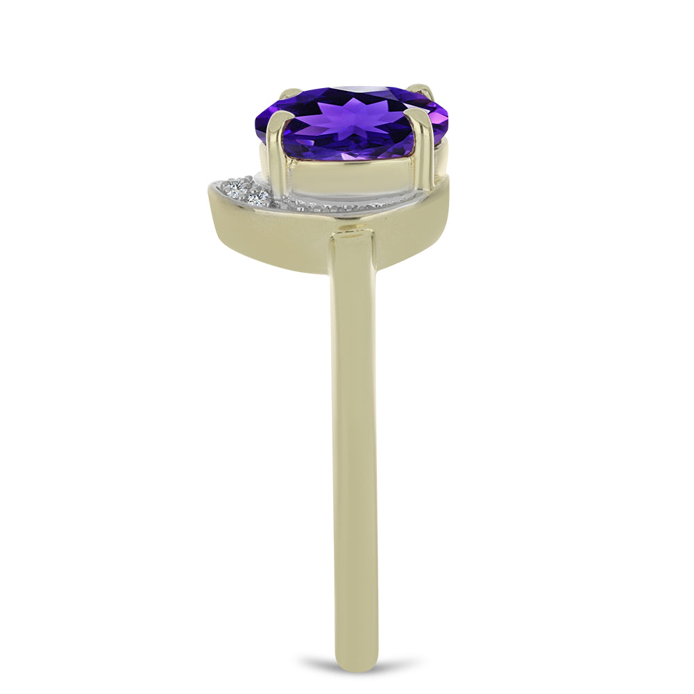 Goldplattierter Silberring mit marokkanischem Amethyst und weißem Topas