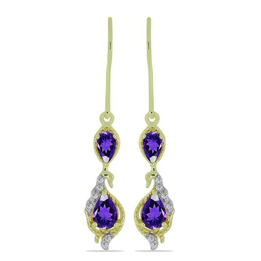 Goldplattierte Silberohrringe mit marokkanischem Amethyst und weißem Topas