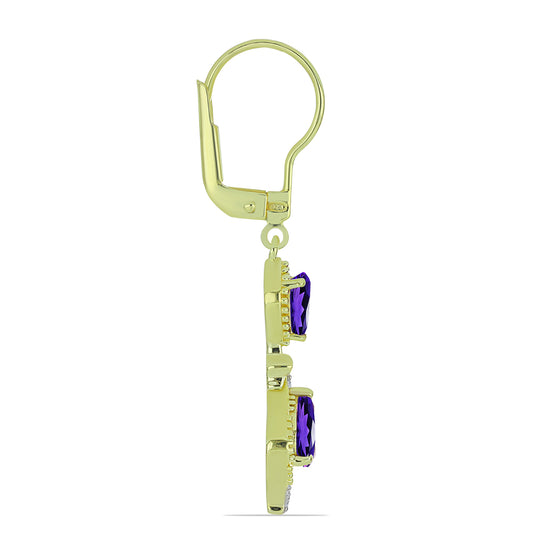 Goldplattierte Silberohrringe mit marokkanischem Amethyst und weißem Topas