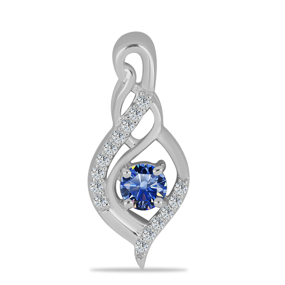 Silberanhänger mit zertifiziertem laborgezüchteten königsblauem Moissanit und weißem Topas