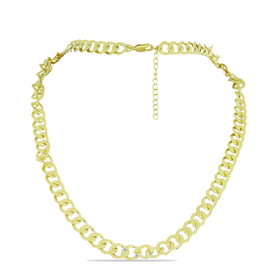 Goldplattierte Silberhalskette mit weißem Diamant