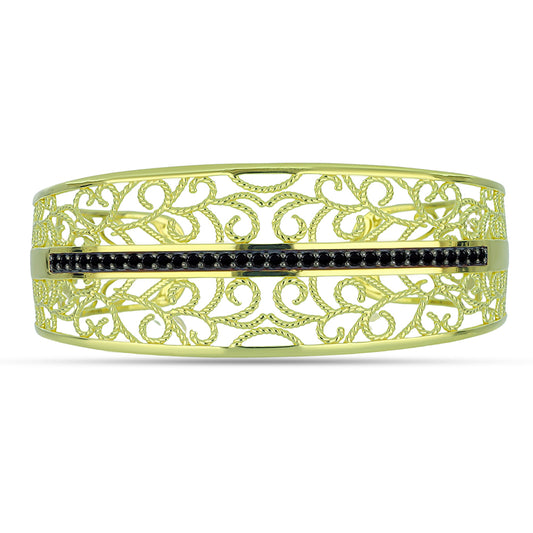 Goldplattierter Silberarmreif mit schwarzem Spinell