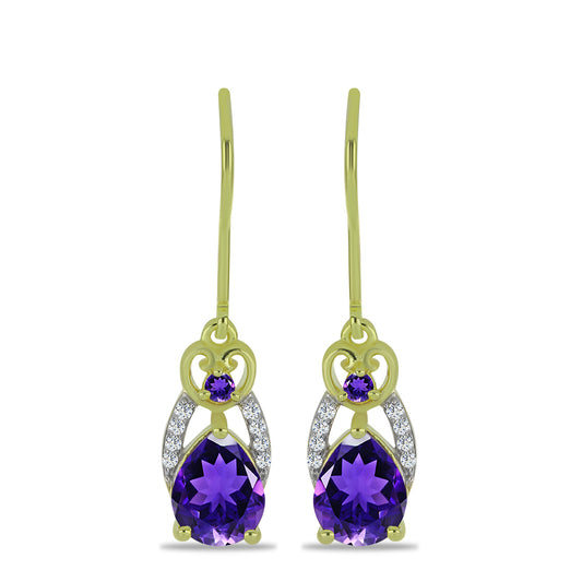 Goldplattierte Silberohrringe mit marokkanischem Amethyst und weißem Topas