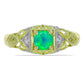 Goldplattierter Silberring mit grünem äthiopischem Opal aus Lega Dembi und weißem Topas