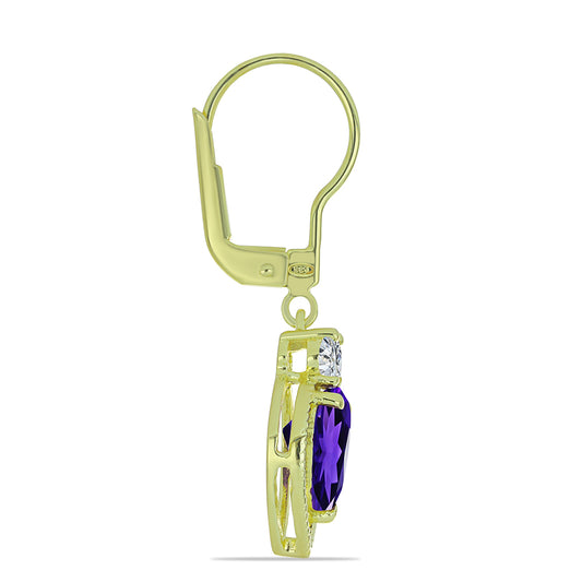 Goldplattierte Silberohrringe mit marokkanischem Amethyst und weißem Topas