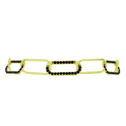 Goldplattiertes Silberarmband mit schwarzem Spinell