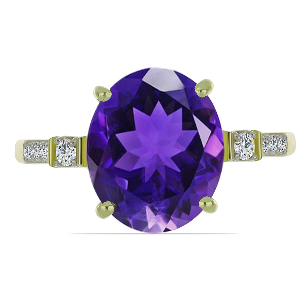 Goldplattierter Silberring mit marokkanischem Amethyst und weißem Topas 1 