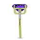 Goldplattierter Silberring mit marokkanischem Amethyst und weißem Topas