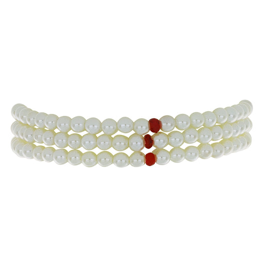 Goldplattiertes Silberarmband mit weißer Süßwasserperle und Rubin aus Madagaskar