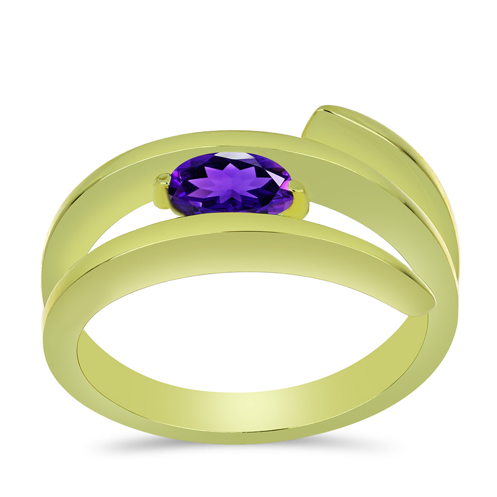 Goldplattierter Silberring mit marokkanischem Amethyst 3 