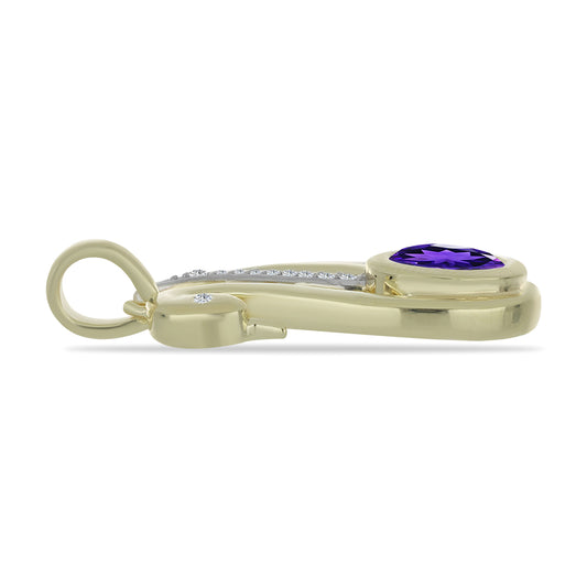Goldplattierter Silberanhänger mit marokkanischem Amethyst und weißem Topas