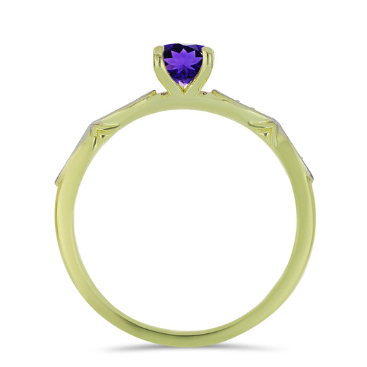 Goldplattierter Silberring mit marokkanischem Amethyst und weißem Topas