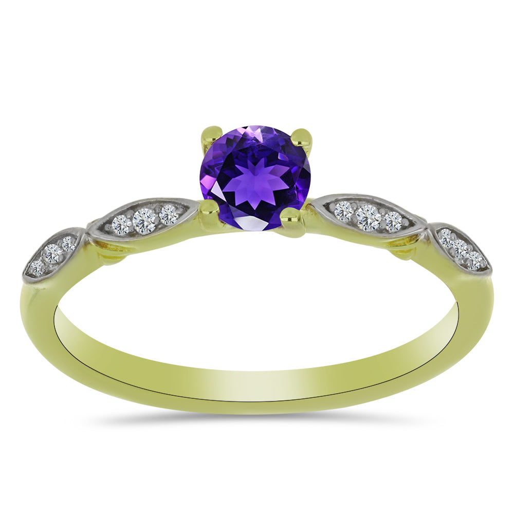 Goldplattierter Silberring mit marokkanischem Amethyst und weißem Topas 3 