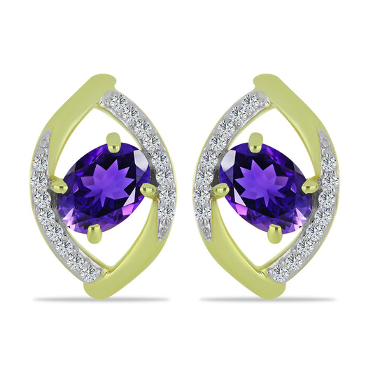 Goldplattierte Silberohrringe mit marokkanischem Amethyst und weißem Topas