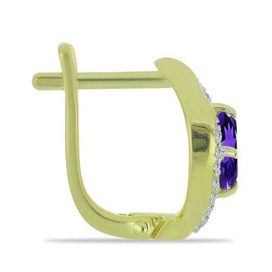 Goldplattierte Silberohrringe mit marokkanischem Amethyst und weißem Topas