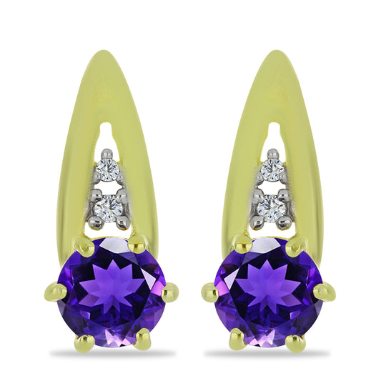 Goldplattierte Silberohrringe mit marokkanischem Amethyst und weißem Topas