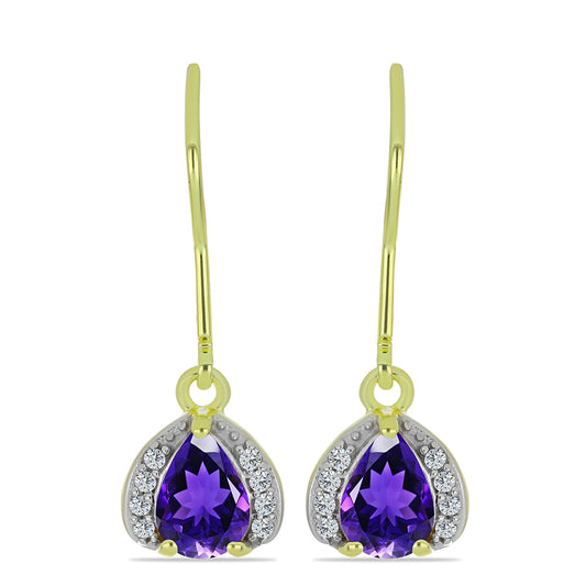 Goldplattierte Silberohrringe mit marokkanischem Amethyst und weißem Topas