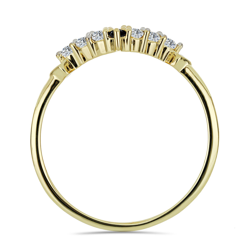 Goldplattierter Silberring mit schwarzem Spinell und weißem Topas 2 