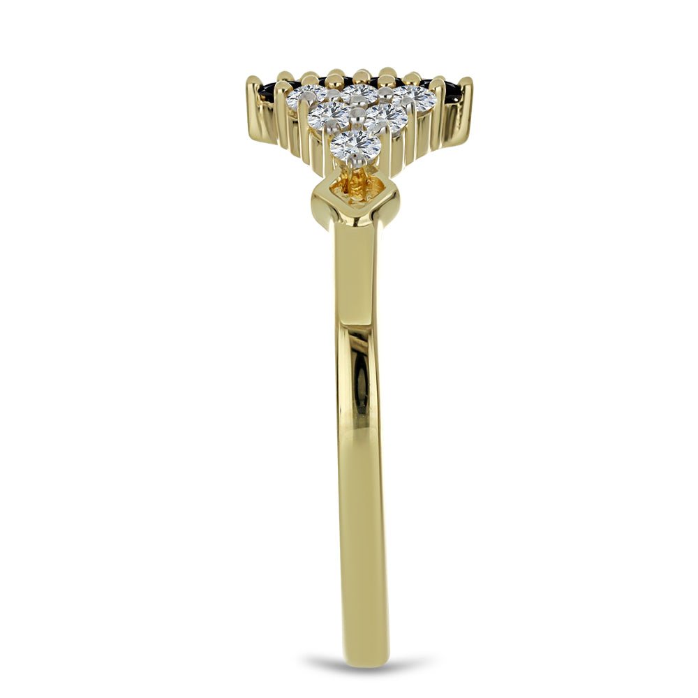 Goldplattierter Silberring mit schwarzem Spinell und weißem Topas 4 