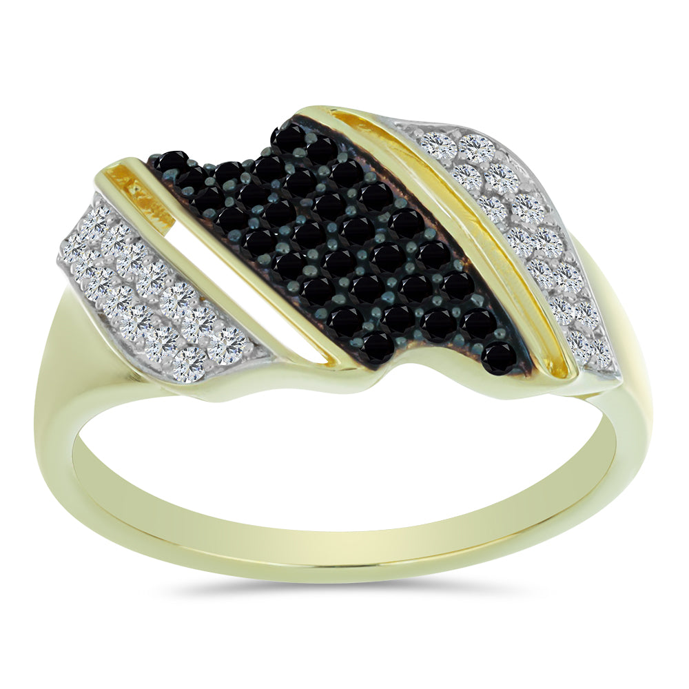 Goldplattierter Silberring mit schwarzem Spinell und weißem Topas 3 