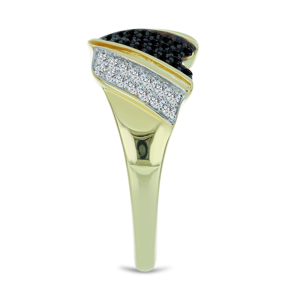 Goldplattierter Silberring mit schwarzem Spinell und weißem Topas 4 