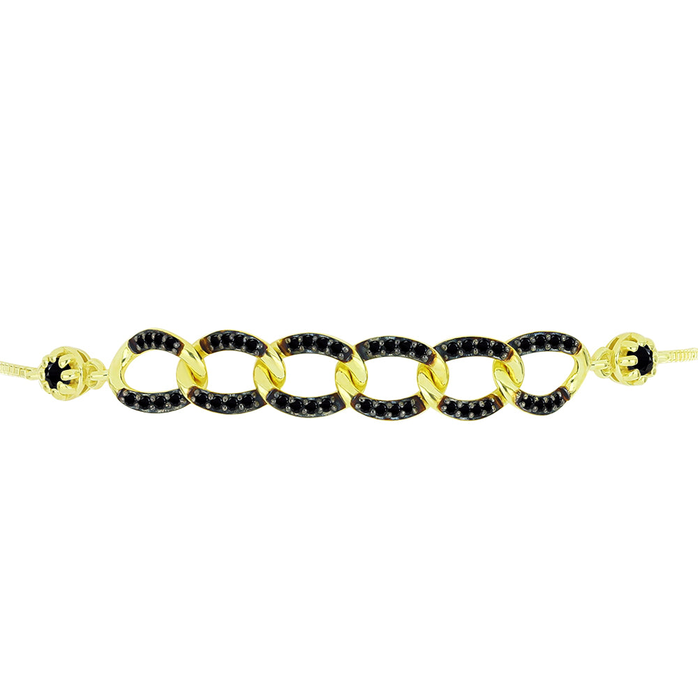 Goldplattiertes Silberarmband mit schwarzem Spinell