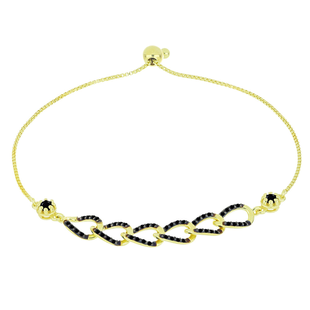 Goldplattiertes Silberarmband mit schwarzem Spinell