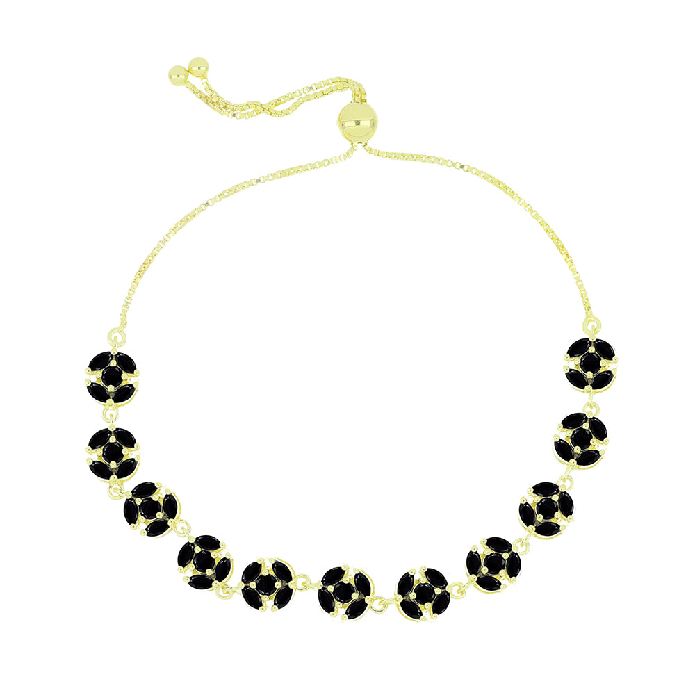 Goldplattiertes Silberarmband mit schwarzem Spinell 1 
