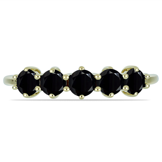 Goldplattierter Silberring mit schwarzem Spinell