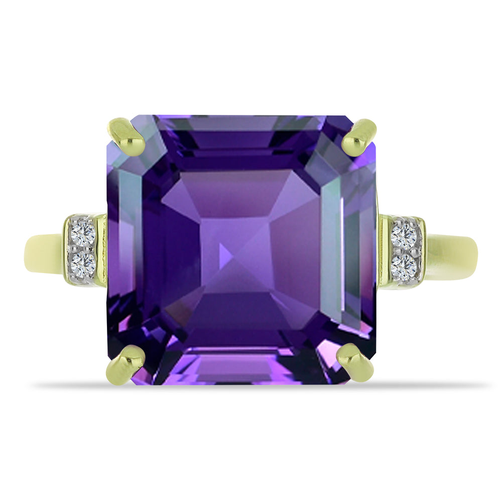 Goldplattierter Silberring mit marokkanischem Amethyst und weißem Topas 1 