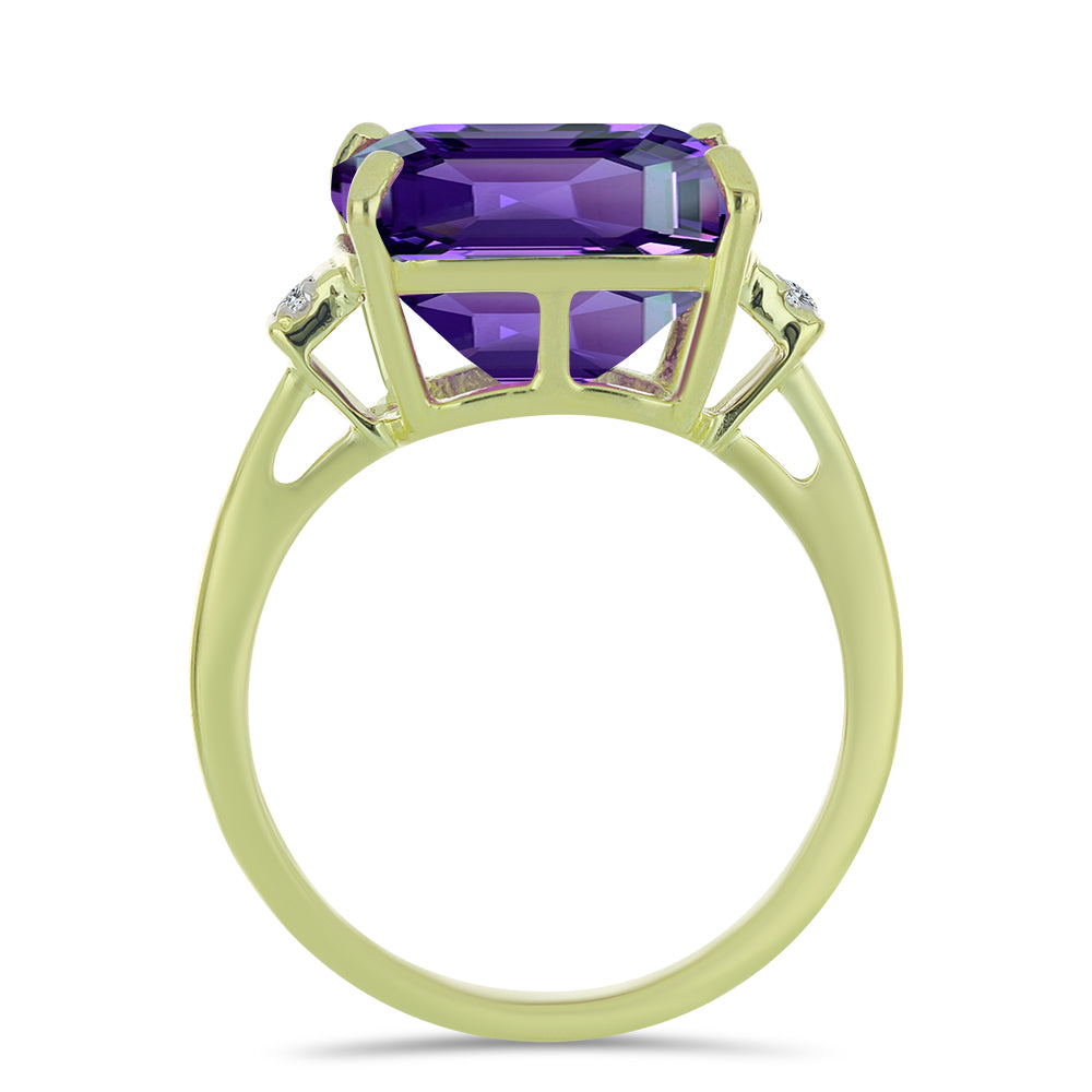 Goldplattierter Silberring mit marokkanischem Amethyst und weißem Topas