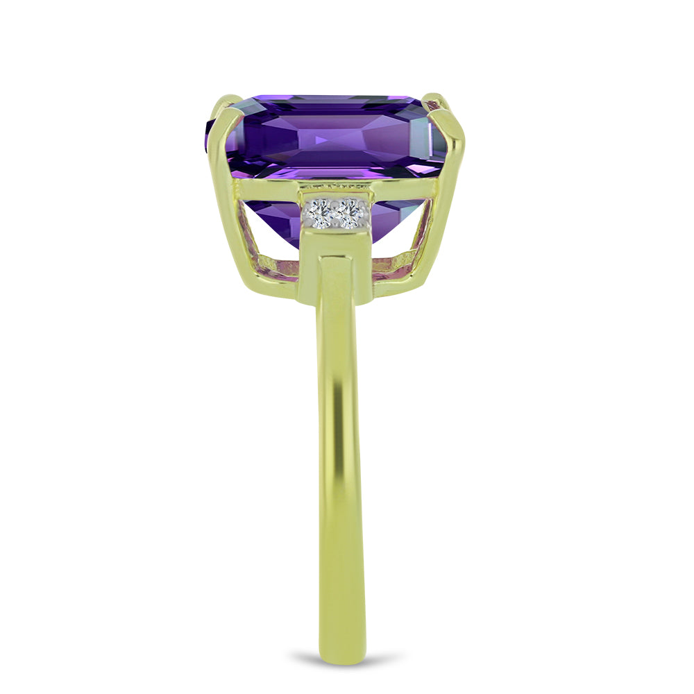 Goldplattierter Silberring mit marokkanischem Amethyst und weißem Topas 4 