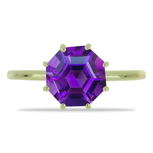 Goldplattierter Silberring mit marokkanischem Amethyst