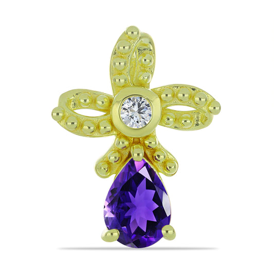 Goldplattierte Silberohrringe mit marokkanischem Amethyst und weißem Topas