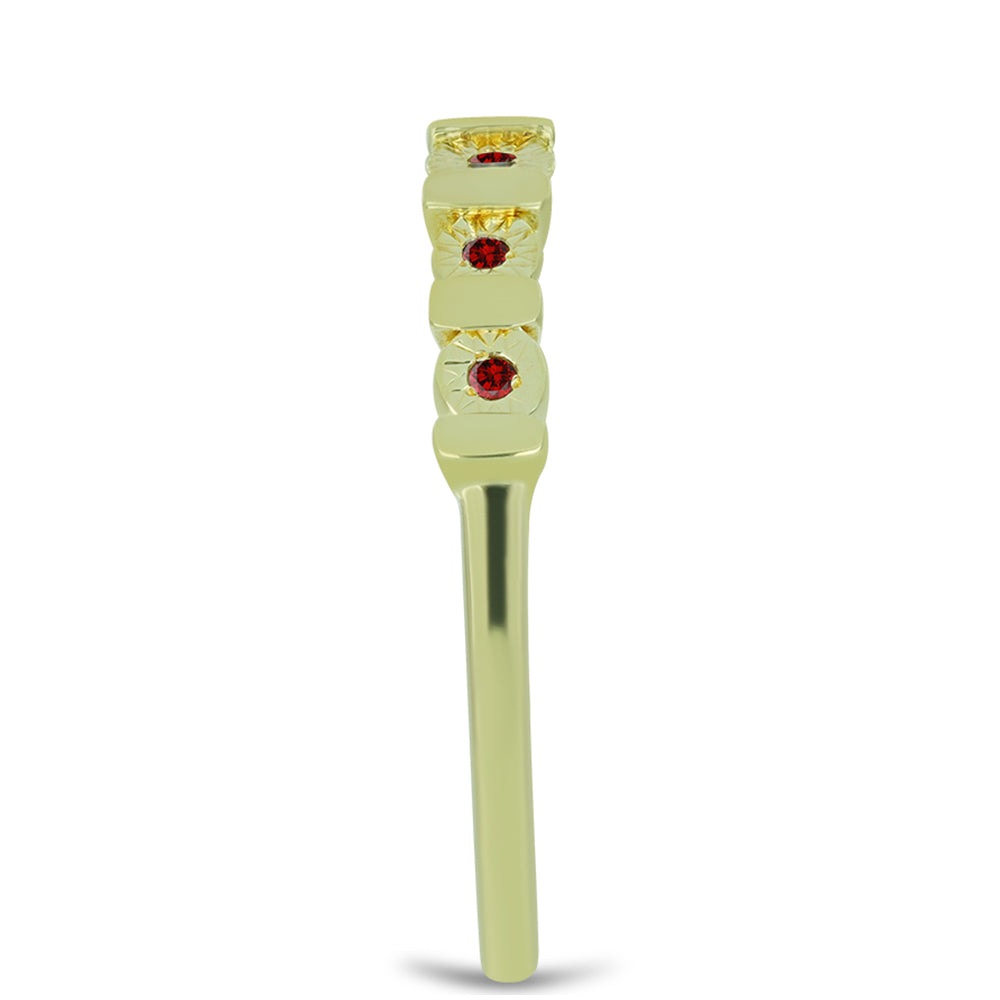 Goldplattierter Silberring mit rotem Diamant 4 
